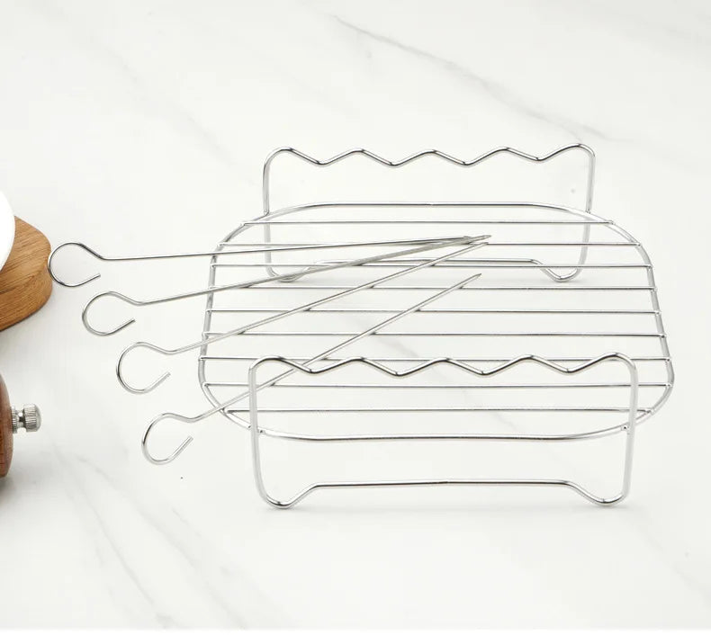 Grillvaro AllGrillPro BBQ Grill Set Made of Stainless Steel | With Skewers & Holder | For Grill, Airfryer & Steamer | Outdoor & Kitchen