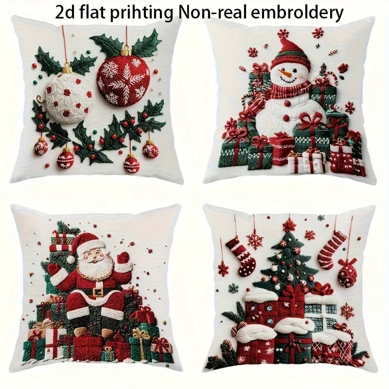 Frohnest | Christmas Pillowcase | Santa · Snowman · Christmas Tree · Baubles | Various Sizes | Festive Sofa Decor