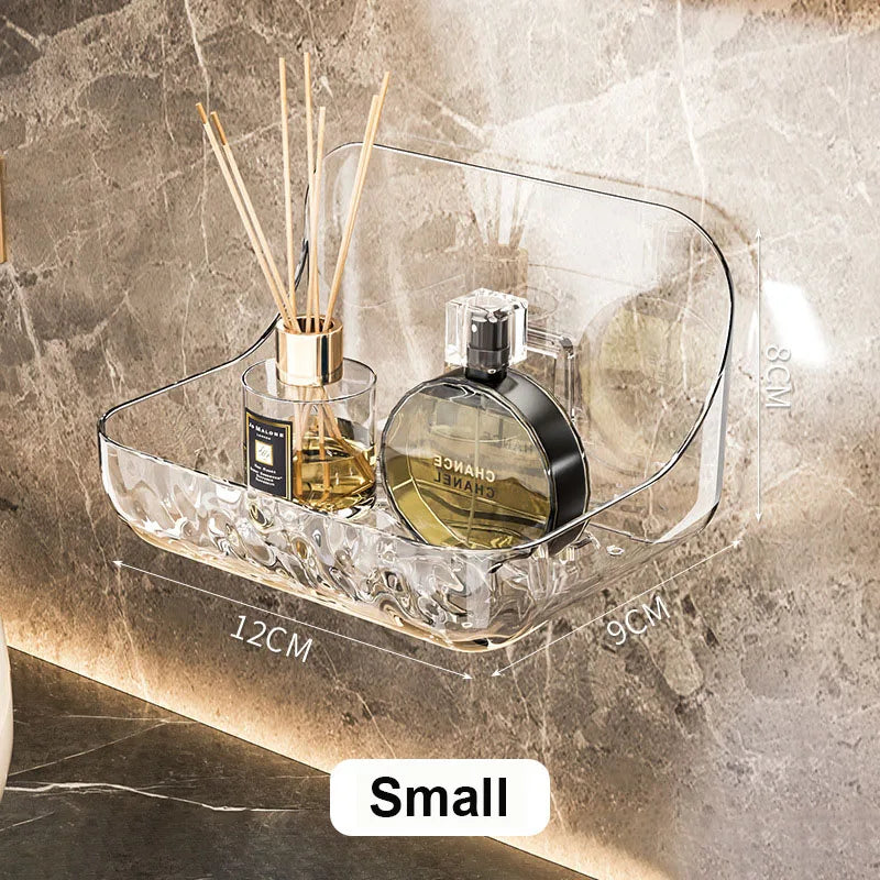 Acrylix Pro | Acrylic Bathroom Shelf without Drilling | Wall-Mounted Shower Shelf | Cosmetics & Shampoo Holder | Transparent | 12×9×8 cm / 24×9×8 cm
