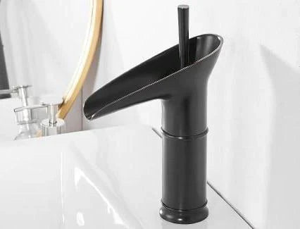 AquaVintura Antique Waterfall Basin Faucet | Brass Mixer Tap with Single Lever | Hot & Cold Water | Bronze Finish