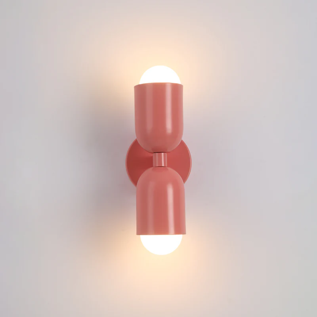 DuoGlow Wall Light | Double-Sided LED Lighting | Color Highlight for Your Home | Metal Housing in Green, Pink, or Red