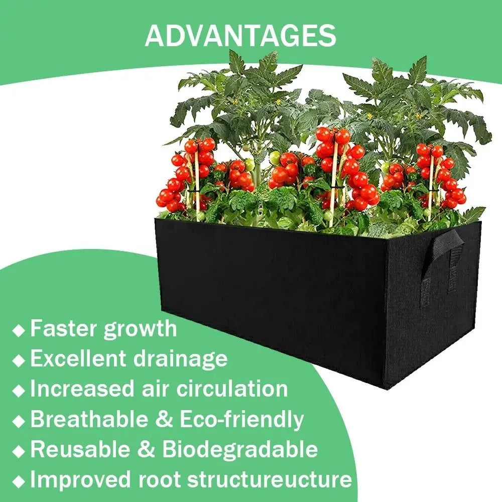 Florabrix Plant Bag | Rectangular Non-Woven Fabric Plant Sack | With Handles & Drainage | For Vegetables, Flowers & Herbs