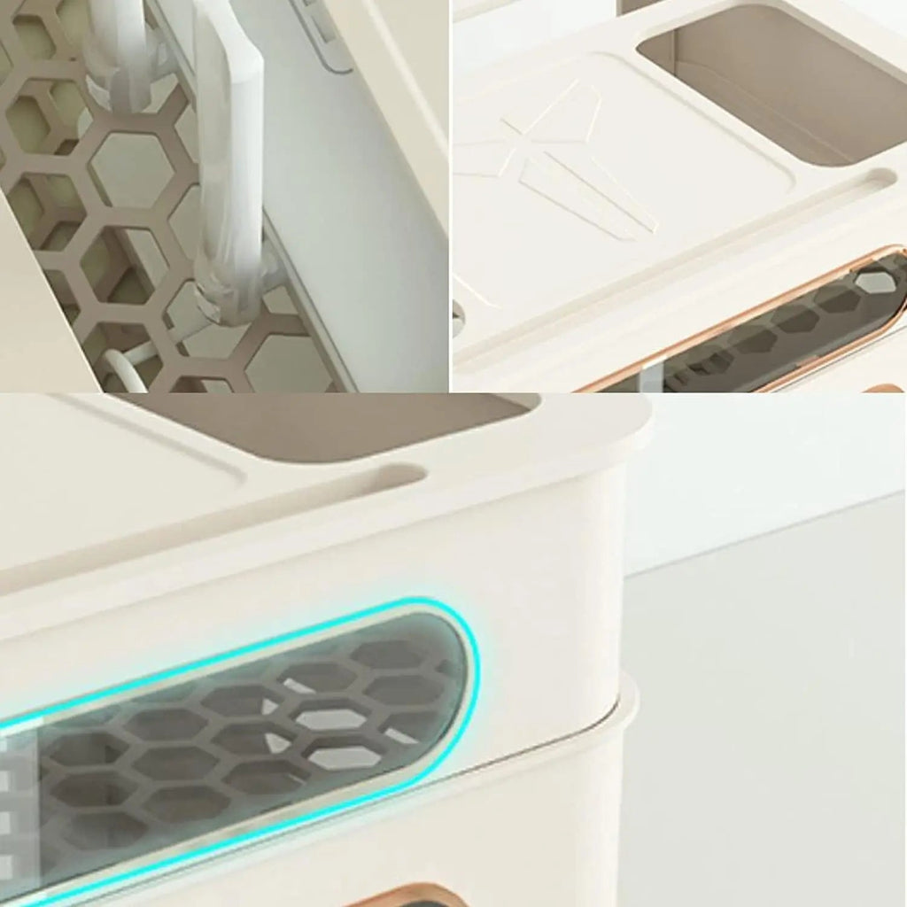 HideNet Wi-Fi Router Storage Box | With Cable Management & Socket Compartment | Transparent & Removable | 1–4 Levels Selectable