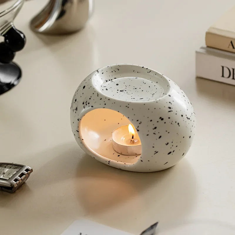 Aroma Stove Scentura | Black Ceramic Scent Diffuser | For Essential Oils & Incense Sticks | Spa & Home
