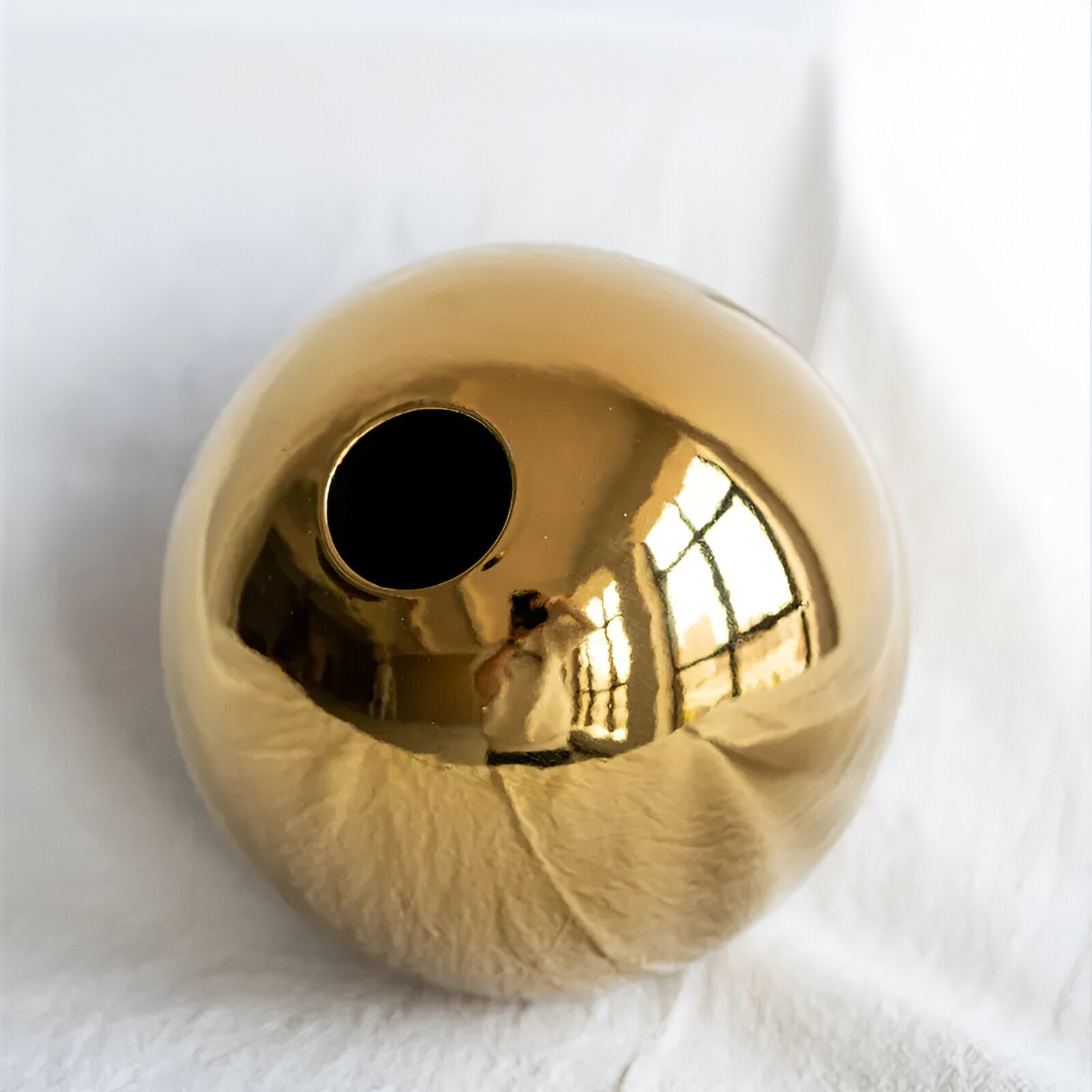 Ceramic Vase Aurelia Gold | Round Shape with Glossy Finish | Timeless Elegant & Versatile | For Flowers & Decor