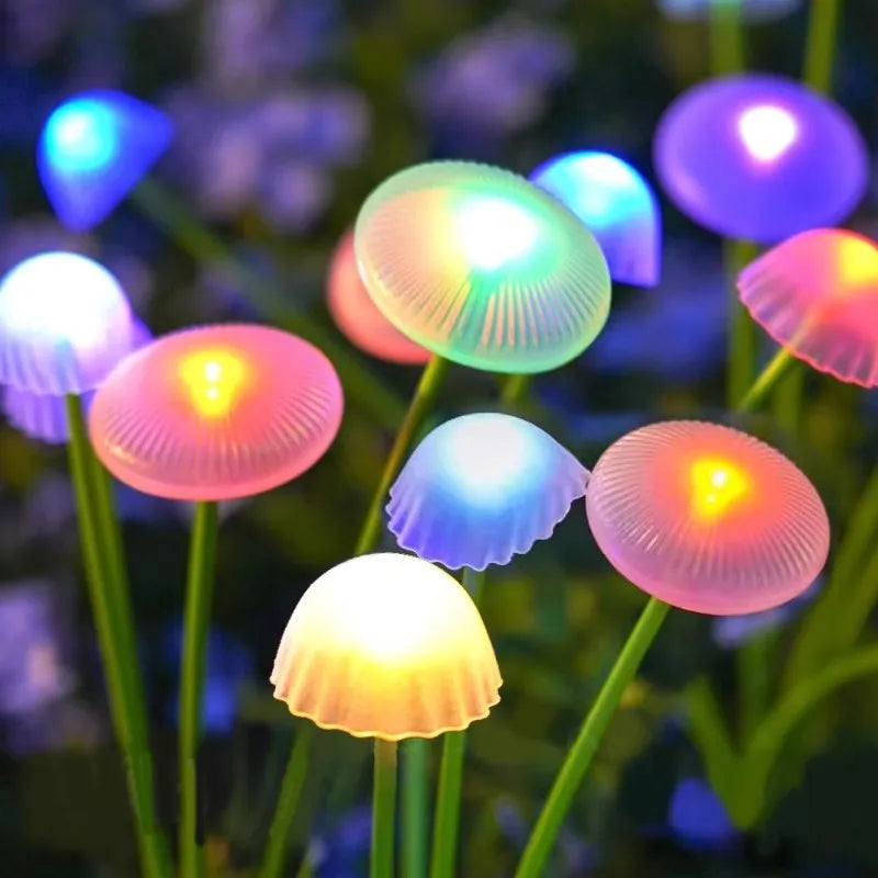 GlowPilz Solar Garden Light 6 LEDs | Jellyfish & Mushroom Design | For Garden, Terrace & Outdoor Areas