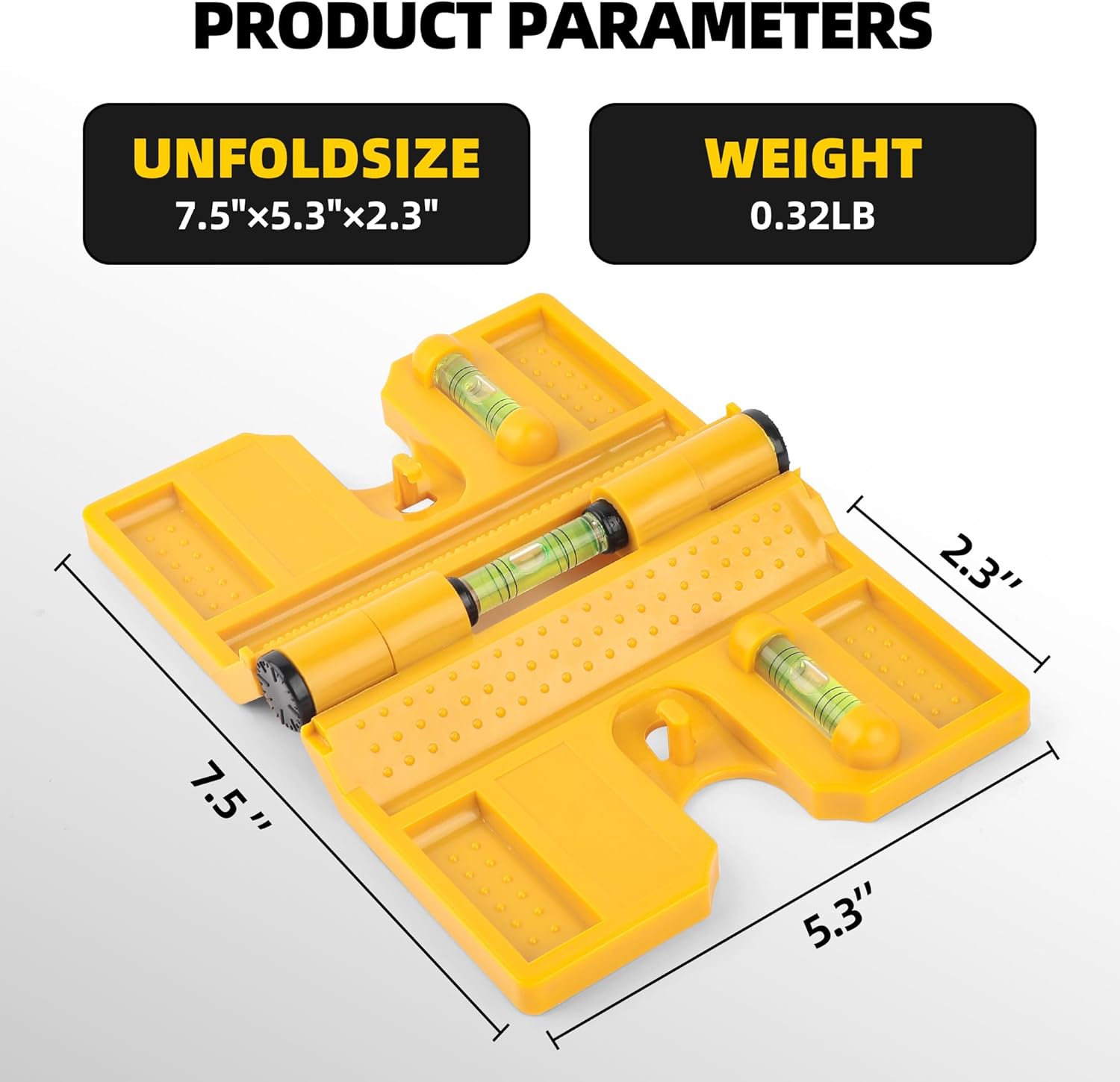 PräziFlex Wasserwaage | Klappbar | 270° Schwenkbereich | 3 Präzisionslibellen | 18 x 12,3 cm