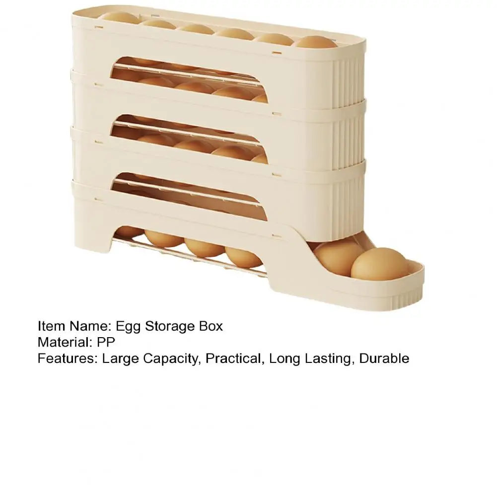 Egg Box RolloMaxx | 4-Stack Egg Organizer | Space-Saving & Self-Rolling | Transparent Design