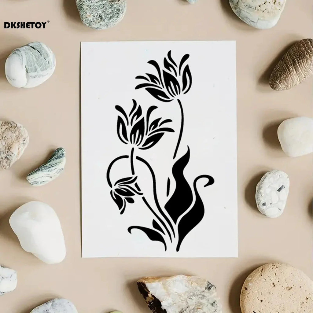 Creativora Stencil Set | 10 Pieces | Flexible PET Painting Stencils | For Scrapbooking, Walls, Fabric & Paper