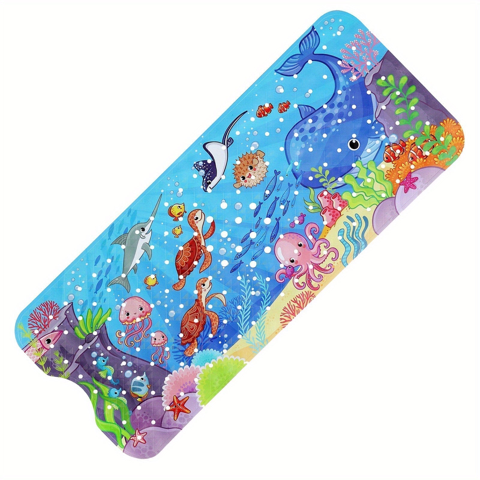 Anti-Slip Bathtub Mat AquaBuddy | Extra Long & Washable | With Ocean Motif & Suction Cups | For Children's Bath
