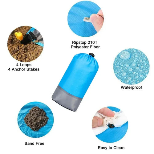 AeroLoom Beach Blanket | XXL 210x200 cm | Waterproof & Sand-free | Ultralight & Portable