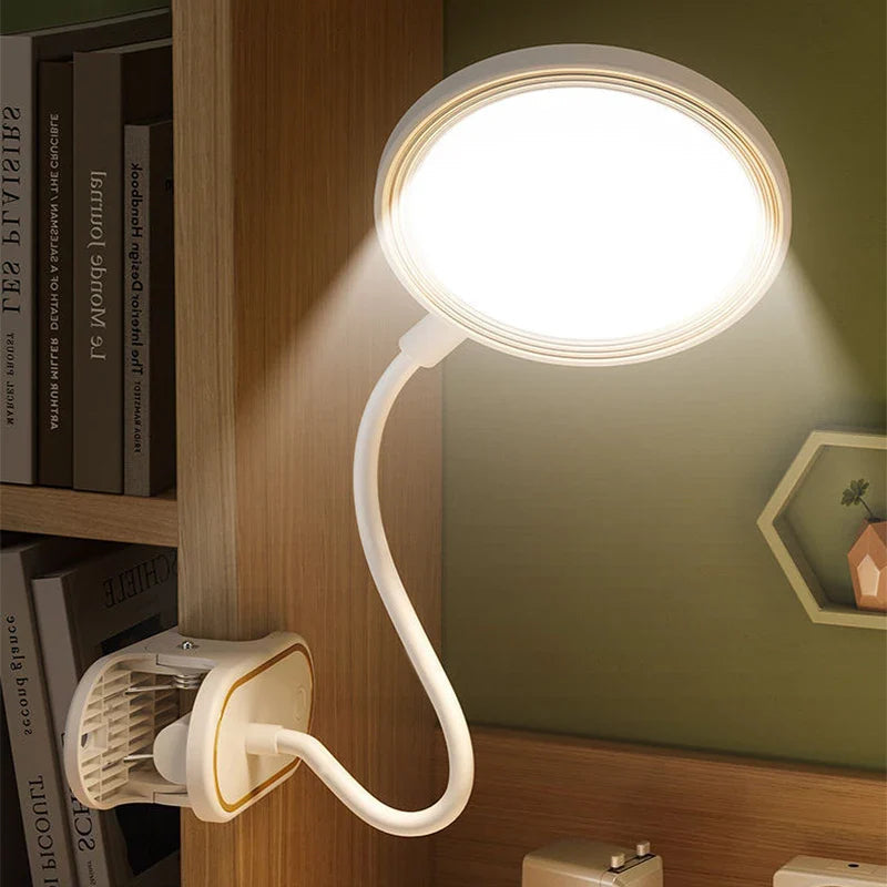 ClipLuma LED Desk Lamp | USB Rechargeable | 3 Brightness Levels | Eye-Friendly | With Clip Mount