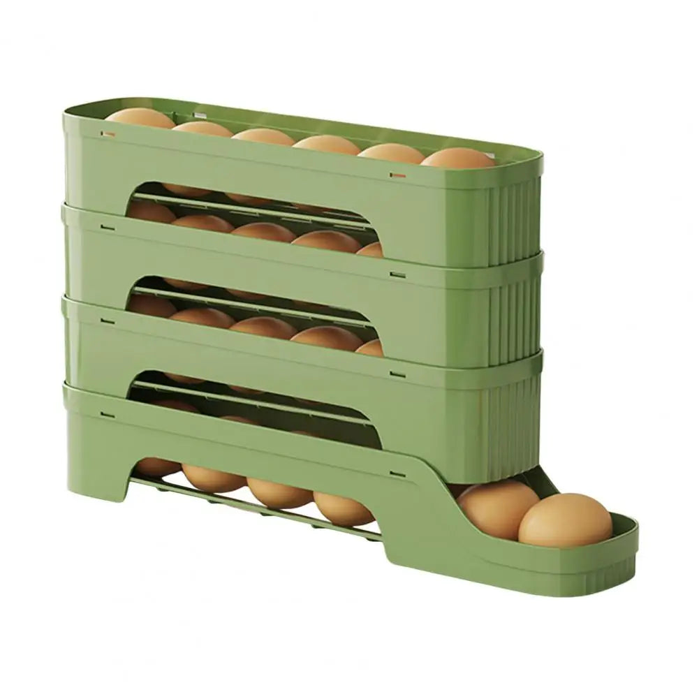 Egg Box RolloMaxx | 4-Stack Egg Organizer | Space-Saving & Self-Rolling | Transparent Design