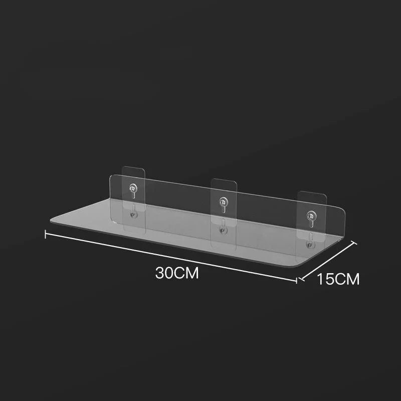 ClearEdge Living | Acrylic Wall Shelf | Transparent Floating Shelf for Bathroom, Kitchen & Living Room | 20–50 cm | Space-Saving Storage