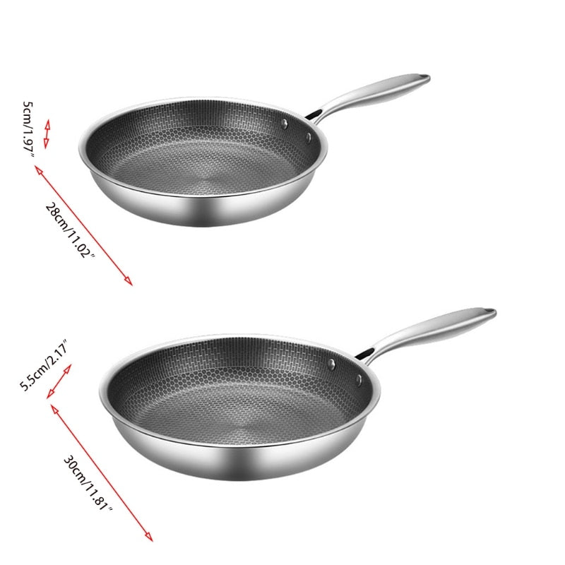 Chefverro Stainless Steel Non-Stick Frying Pan with Honeycomb Structure | Suitable for All Cooktops Including Induction | Scratch-Resistant & Dishwasher Safe