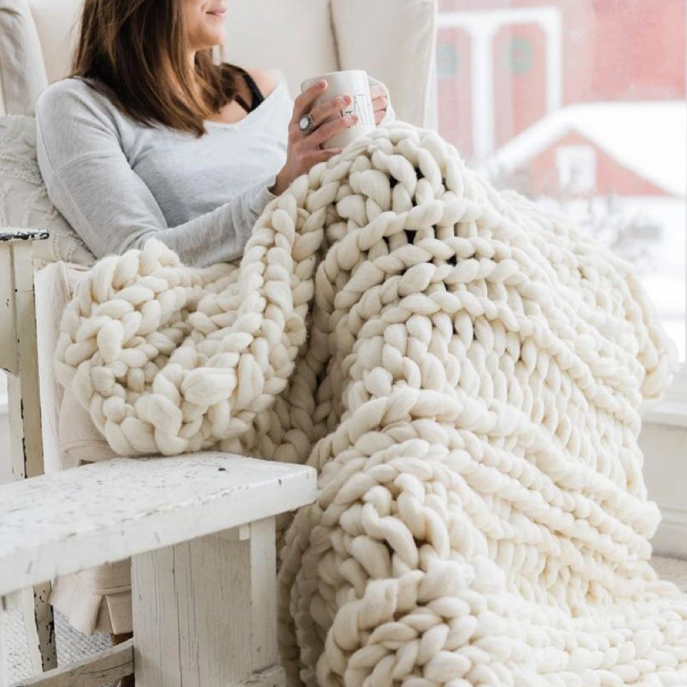 Chunky Knit Blanket | Extra Large & Warm | Home Accessory | Handmade Design