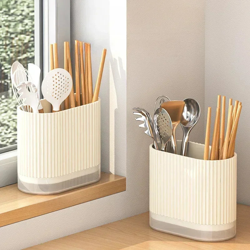 Cutlery Organizer Duo | Wall-Mountable Cutlery Holder | No Drilling | Drip Function | 16.5 × 8.5 × 12.5 cm