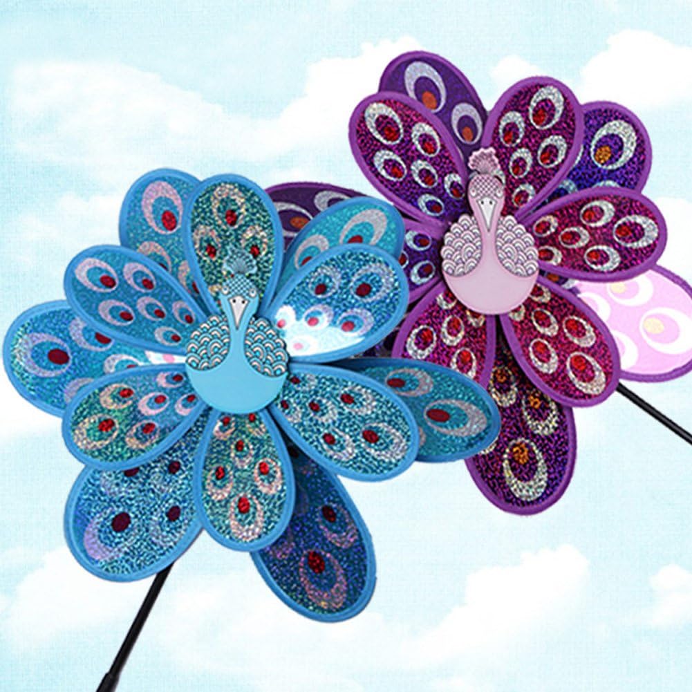 Windoria | Doppelter Windspinner mit Pailletten | Farbwechsel-Effekt | Garten- & Balkondekoration | Ø 38 cm