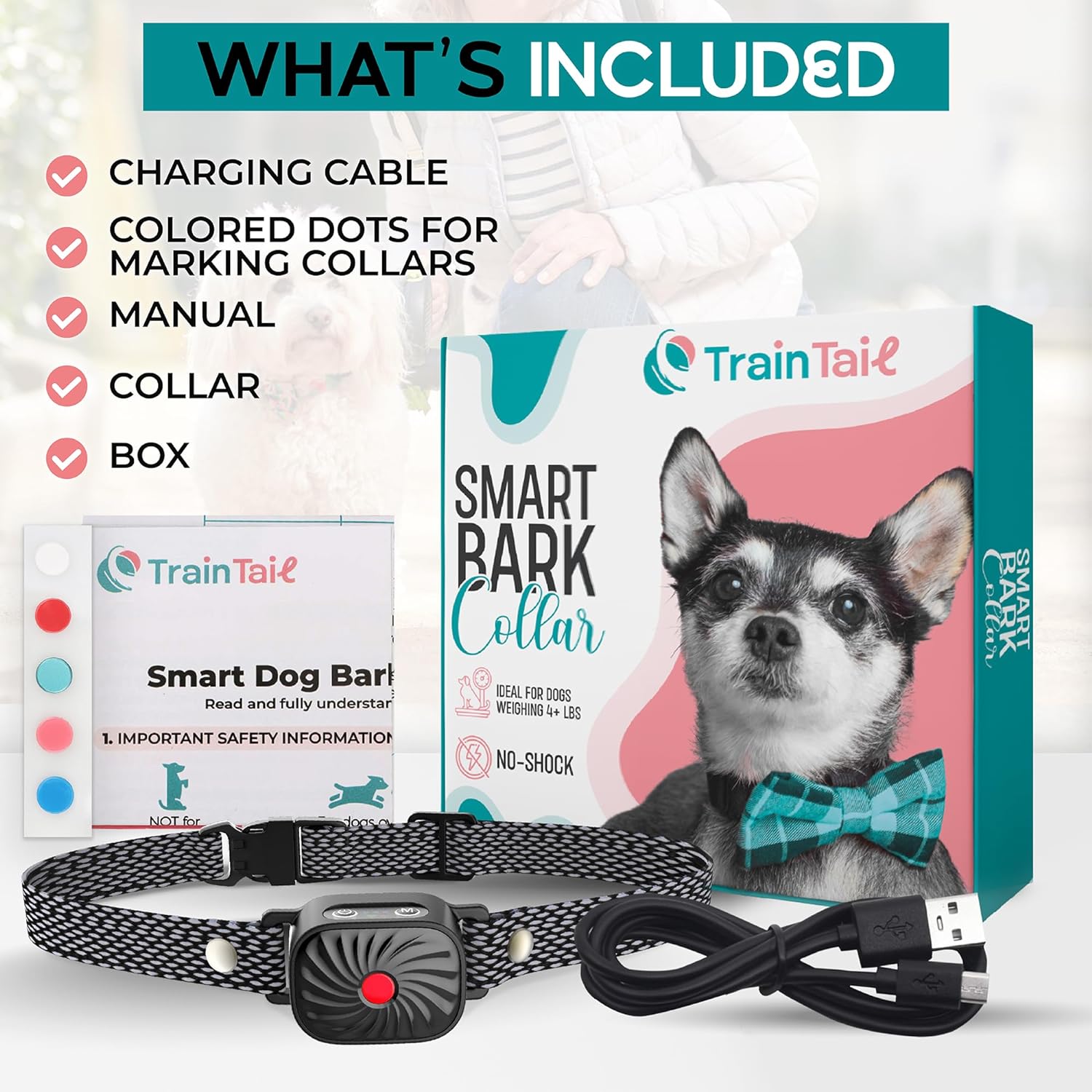 BelloSilent Anti-Bark Collar for Small Dogs | With Sound & Vibration | IP87 Waterproof | Adjustable & Gentle Training