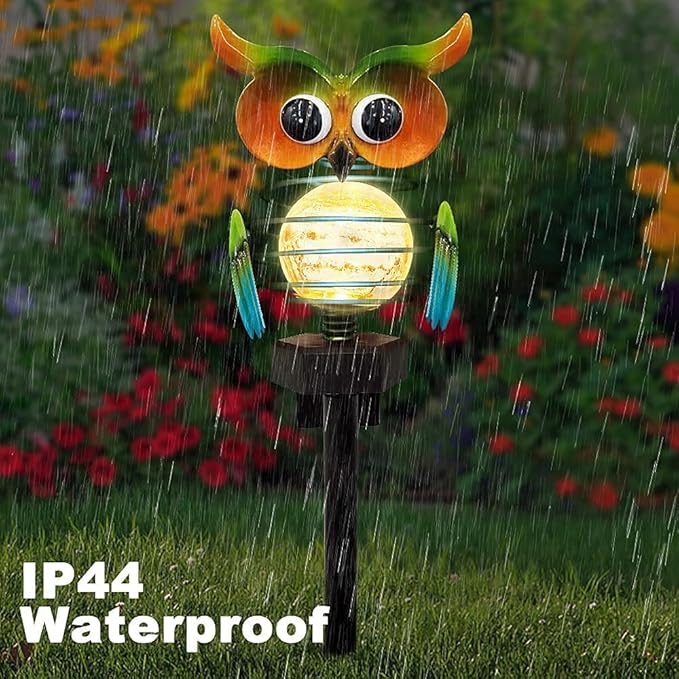 Owluna | Solar-Gartenleuchte Eule | Farbwechselnde LED-Dekoleuchte | Wetterfest für Garten und Außenbereich