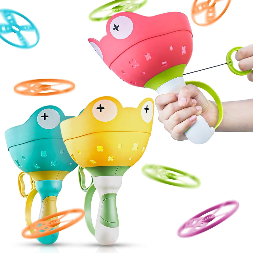 AeroZing Wurfscheiben Launcher Set | UFO Flugscheiben Spiel | 23 x 14 cm Outdoor Spielzeug Kinder