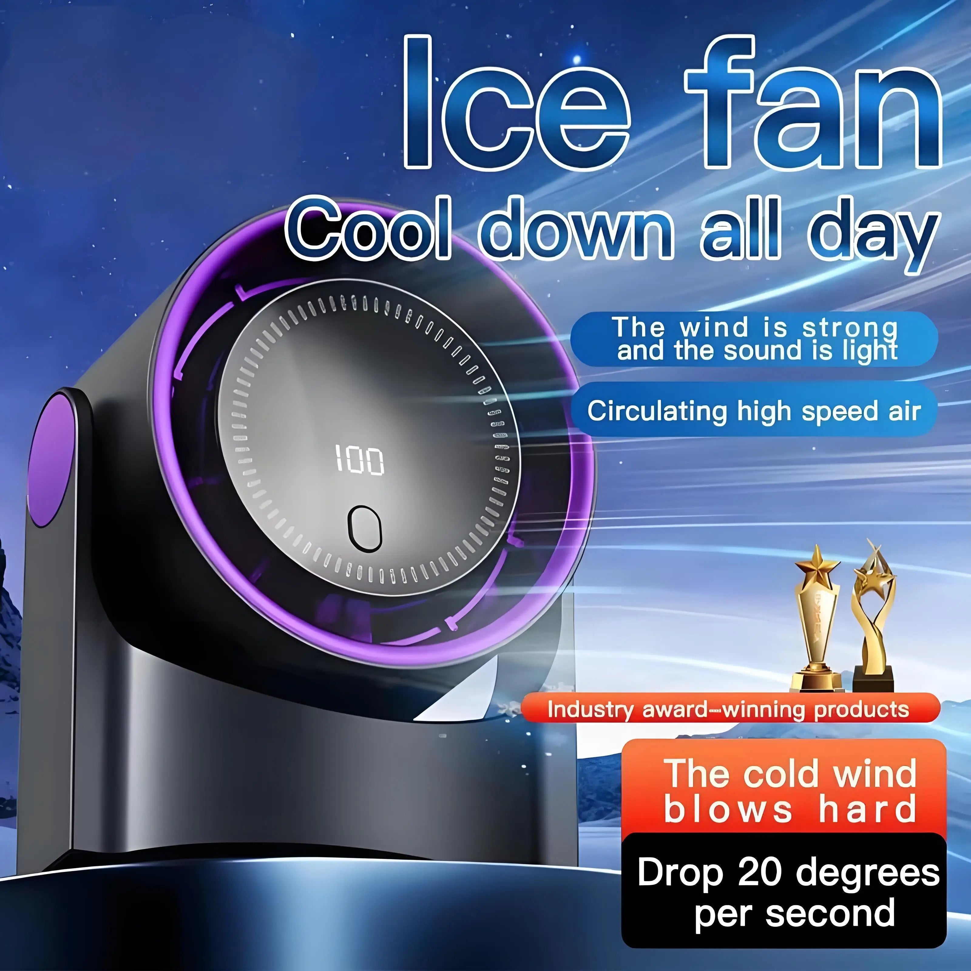Airiqo Bladeless USB Fan | 100 Levels | Whisper-Quiet & Energy Efficient | Portable & Wall Mountable