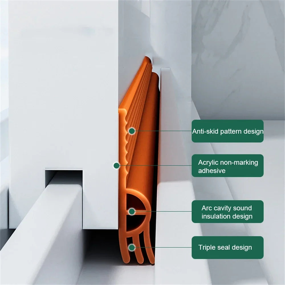Door Seal SilentSeal Pro | PVC Draft Stopper Without Adhesive | Soundproof & Energy Saving | Washable & Cut-to-Size