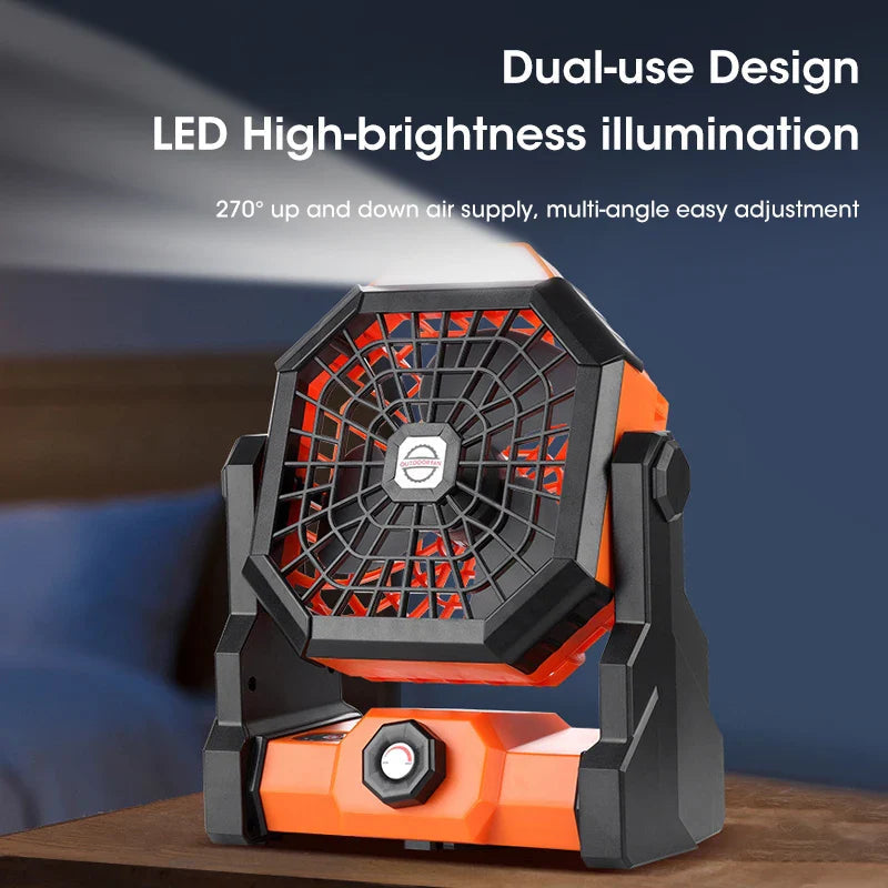 Campora BreezeLight | 2-in-1 Camping Fan with LED Lantern | 7800 mAh Battery | 270° Rotatable | USB Rechargeable | For Tent, Outdoor & Travel