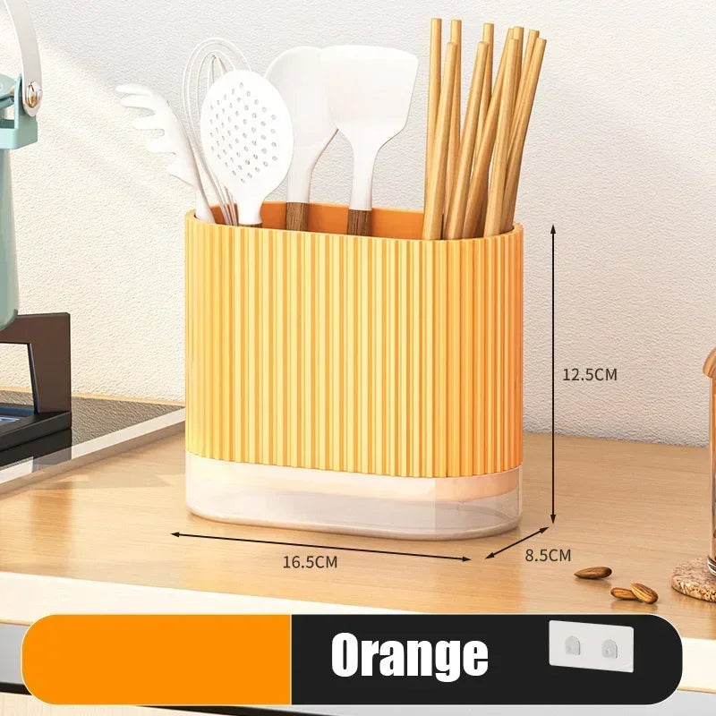 Cutlery Organizer Duo | Wall-Mountable Cutlery Holder | No Drilling | Drip Function | 16.5 × 8.5 × 12.5 cm
