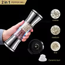 2-in-1 Spice Grinder SPICURA DuoMill | Stainless Steel Double Mill for Salt & Pepper | Manual & Stylish