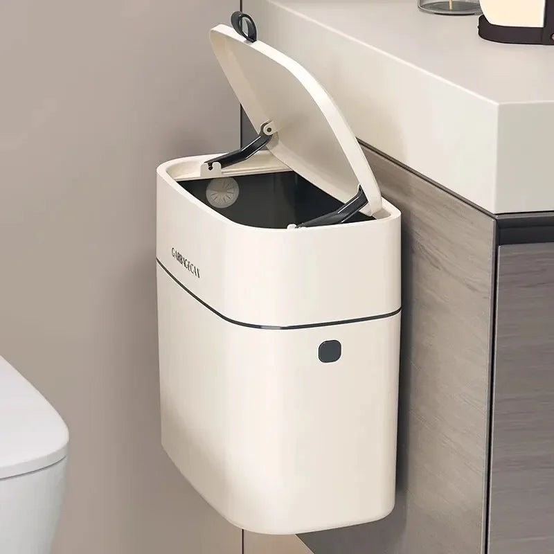 Hanging Trash Can CleanFold SquareBin | With Flip Lid & Large Capacity | For Bathroom, Kitchen & Toilet | 25.5 × 15 × 28.3 cm