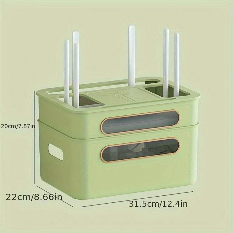HideNet Wi-Fi Router Storage Box | With Cable Management & Socket Compartment | Transparent & Removable | 1–4 Levels Selectable