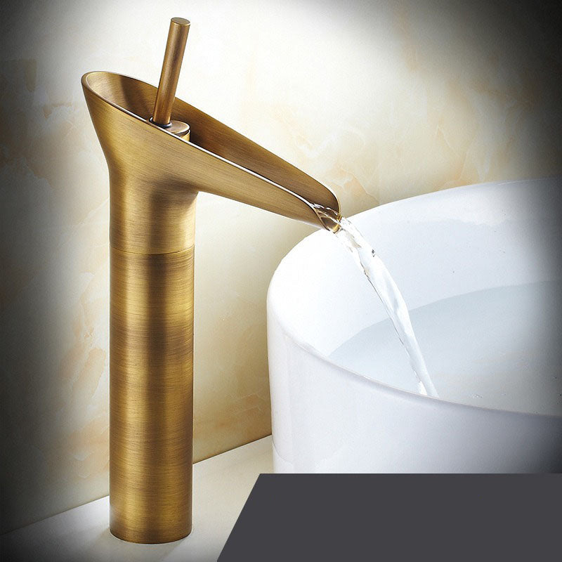 AquaVintura Antique Waterfall Faucet | Brass Tap with Single Lever Mixer | Hot & Cold Water | Bronze Finish