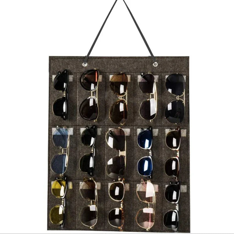 GlasSpace Organizer | Wall-Mounted Glasses Holder | Foldable Storage Bag for Sunglasses | Space-Saving & Dustproof | 42 × 38 cm