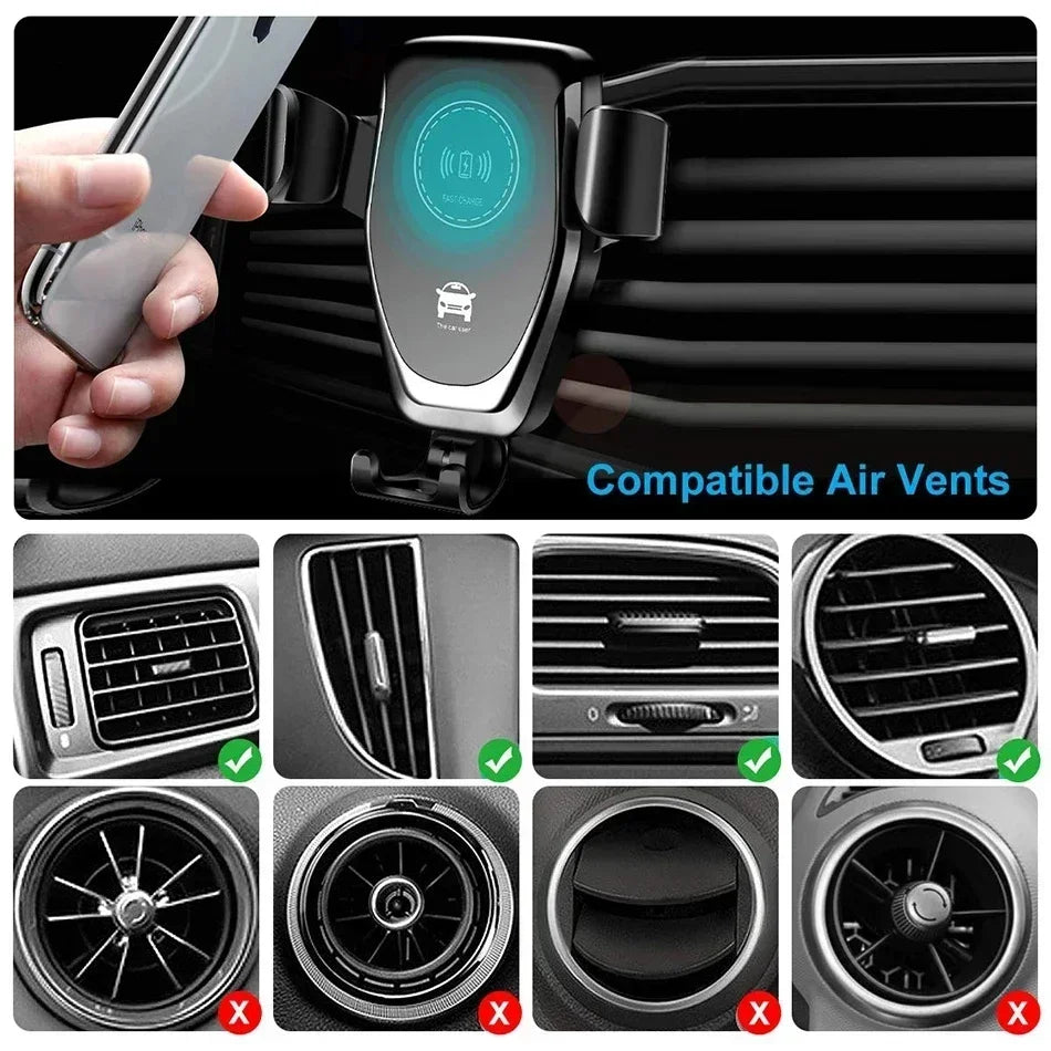 DRIVOLT Car Phone Holder with 30W Wireless Charger | Automatic Locking | Qi Charging & Safety Features | For Air Vents