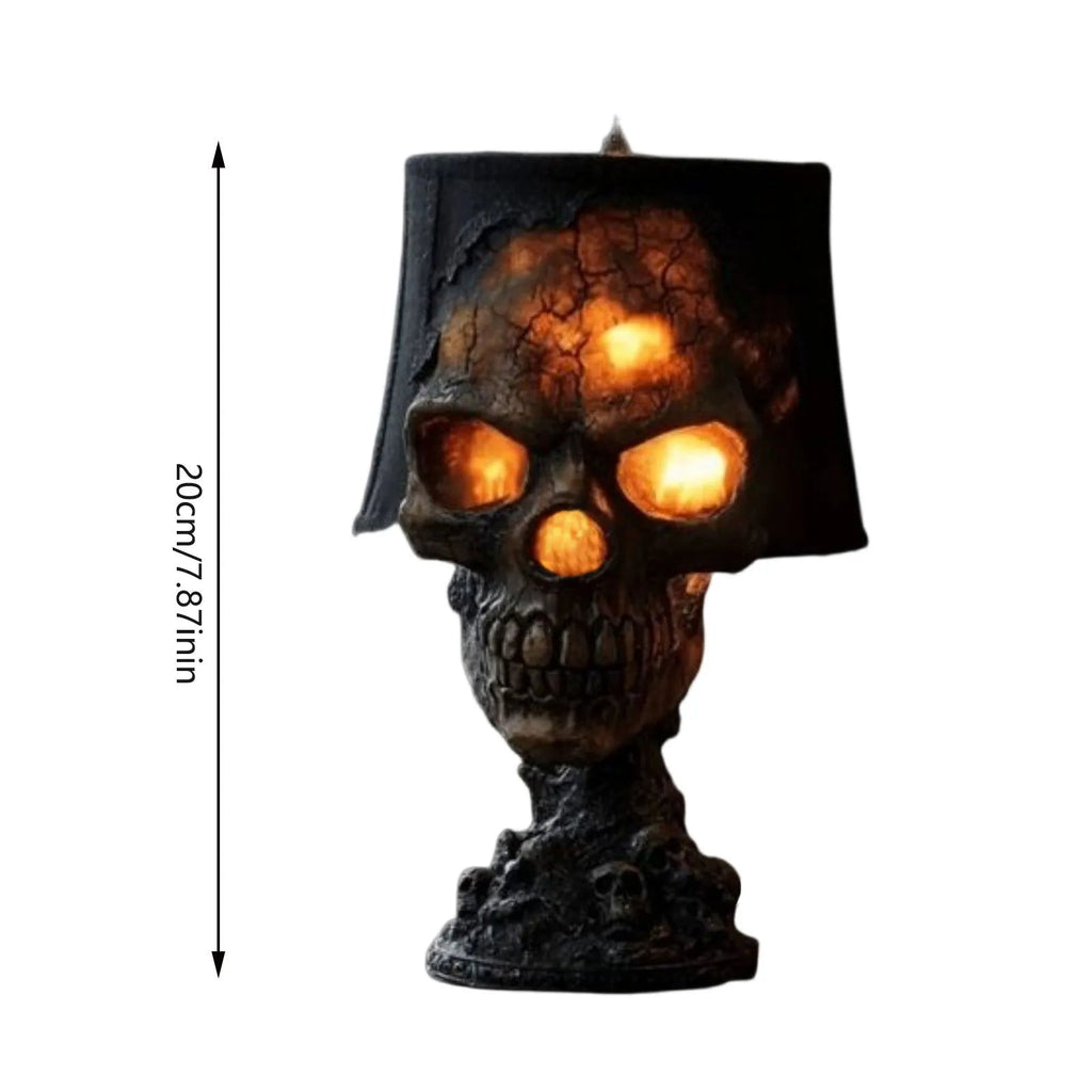 Gothic Table Lamp SkullFire | Halloween Skull Decoration | LED Ambient Light | 20 x 11 x 11 cm