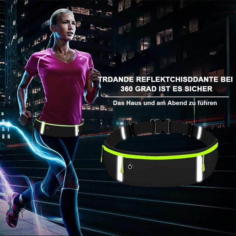 RunPouch | Wasserdichte Laufgürteltasche | Reflektierend | Verstellbarer Sportgürtel | 43 × 10 cm