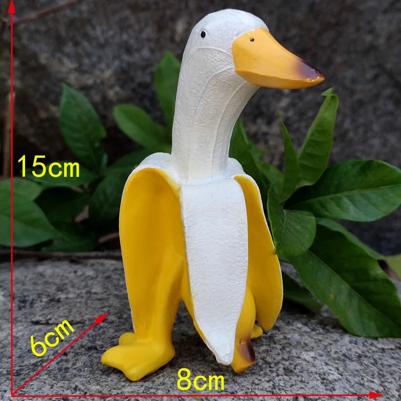 BananaDuck Sculpture Quaki | Funny Garden Decoration | Weatherproof Resin | 17 cm