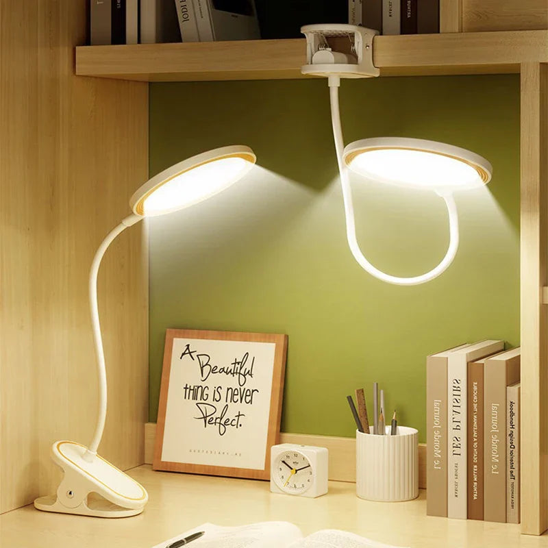 ClipLuma LED Desk Lamp | USB Rechargeable | 3 Brightness Levels | Eye-Friendly | With Clip Mount