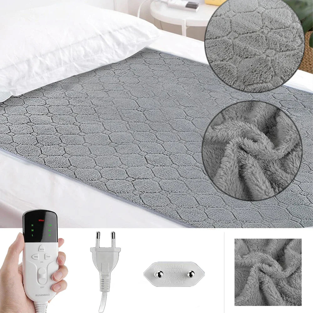 Electric Heated Blanket | 2-Layer Flannel Heating Blanket with Timer & Overheat Protection | 220V, 150 × 75 cm | ThermaLuxe