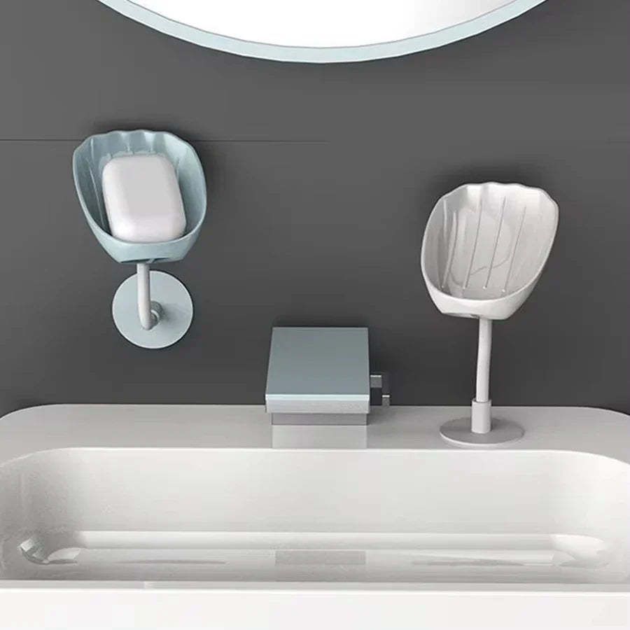 DryLoft Soap Holder | Double Chamber with Drain & Lid | Wall Mounting Without Drilling | Dust Protection & Space Saving