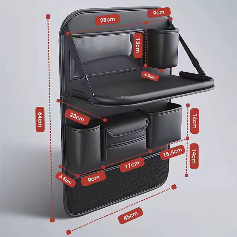 AutoMate Rücksitz-Organizer & Klapptisch | Universelle Auto-Aufbewahrung | Platzsparendes Design