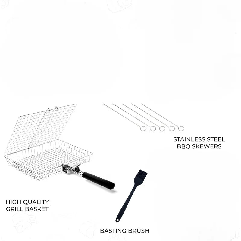 BBQGrid | Portable Grill Rack with Handle | Ideal for Fish, Vegetables & Shrimp | Stainless Steel
