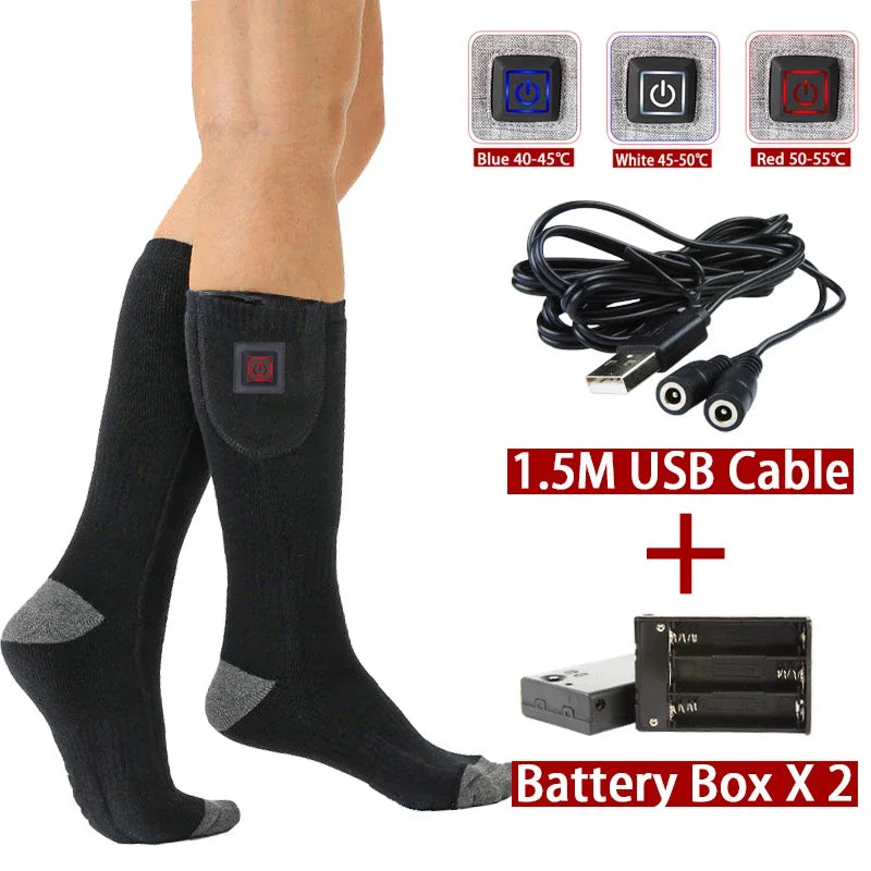 Electric Heated Socks | USB Warm Socks for Women & Men | 3 Heat Settings | Ideal for Skiing, Cycling & Outdoor | ThermaStep