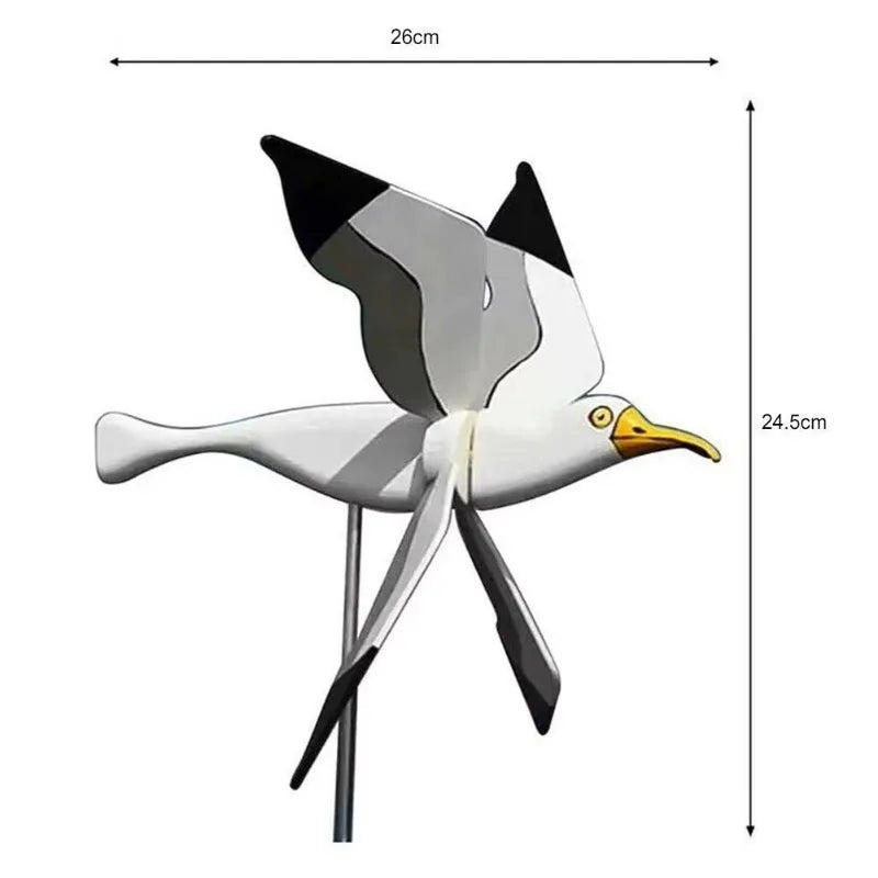Garden Decoration Wind Bird SkyGull | Creative Wind Spinner with Seagull Motif | Weatherproof & Height Adjustable | 25 cm Figure