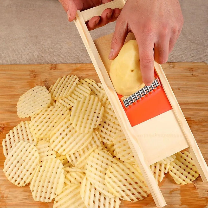 Gridello Potato Cutter | Stainless Steel Grid Slicer | For Fries, Chips & Vegetables | 34 cm Length