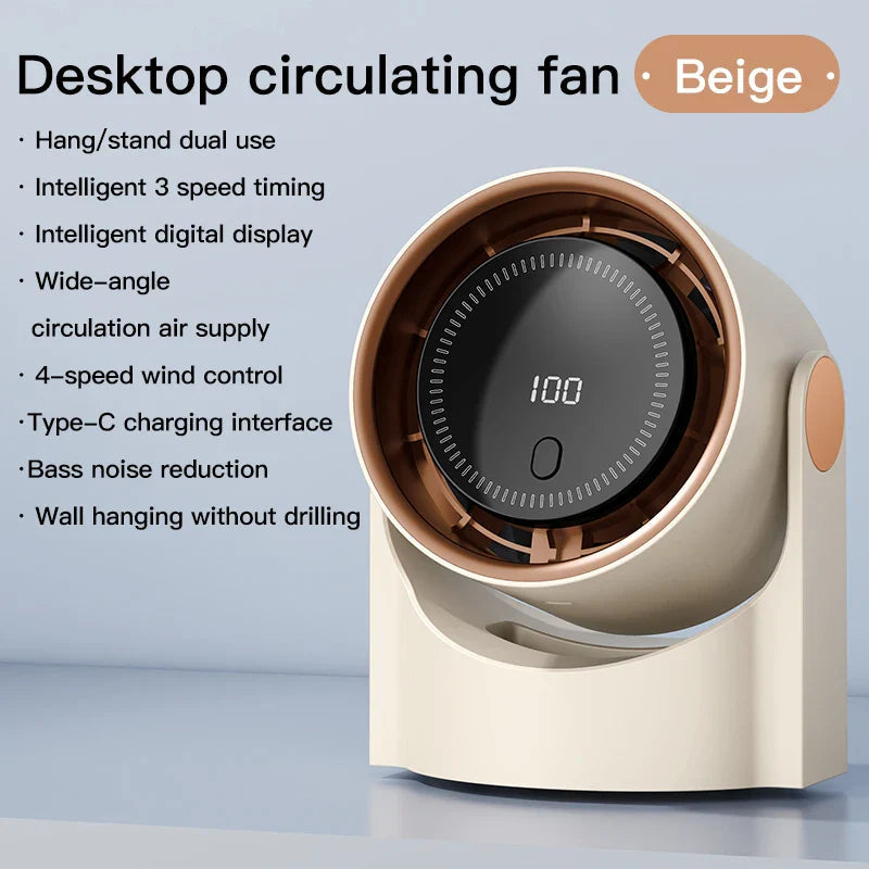 Airiqo Bladeless USB Fan | 100 Levels | Whisper-Quiet & Energy Efficient | Portable & Wall Mountable