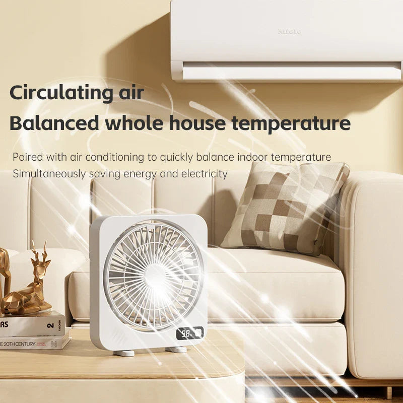 AeroLino USB Desk Fan | 5-Speed Digital Display | Portable & Quiet | For Office, School & Home