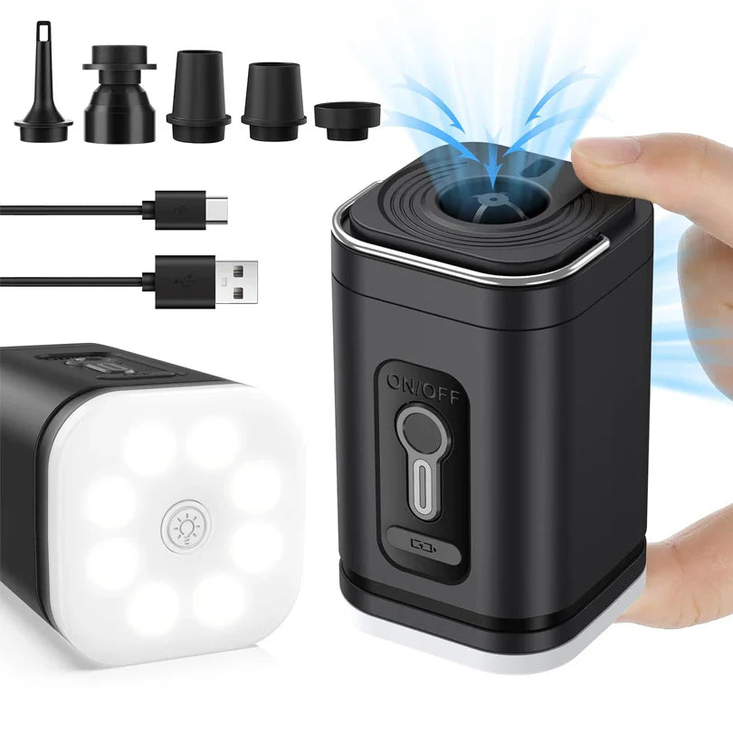 AirBreezy Mini Air Pump | Ultra Compact & USB-C Rechargeable | 5 Nozzles | 200L/min Performance