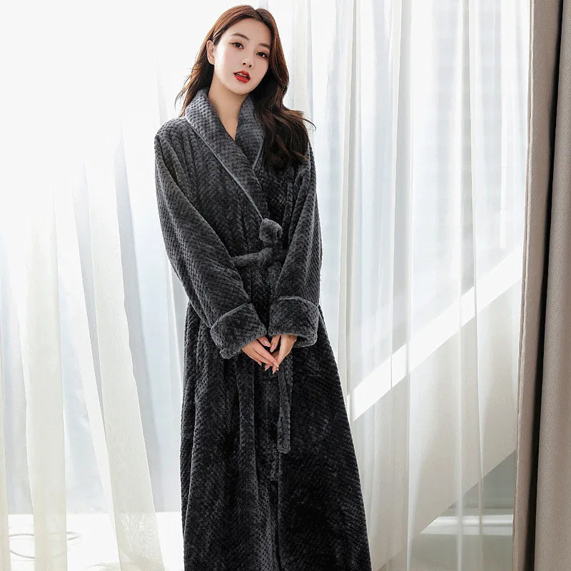 Bathrobe Long | Fluffy & Warm | With Shawl Collar & Belt